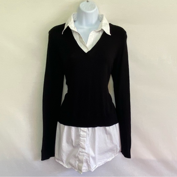 Lauren Ralph Lauren Sweaters - G-79 Lauren Ralph Lauren Layer Look Long Sleeve Black & White Sweater Size M